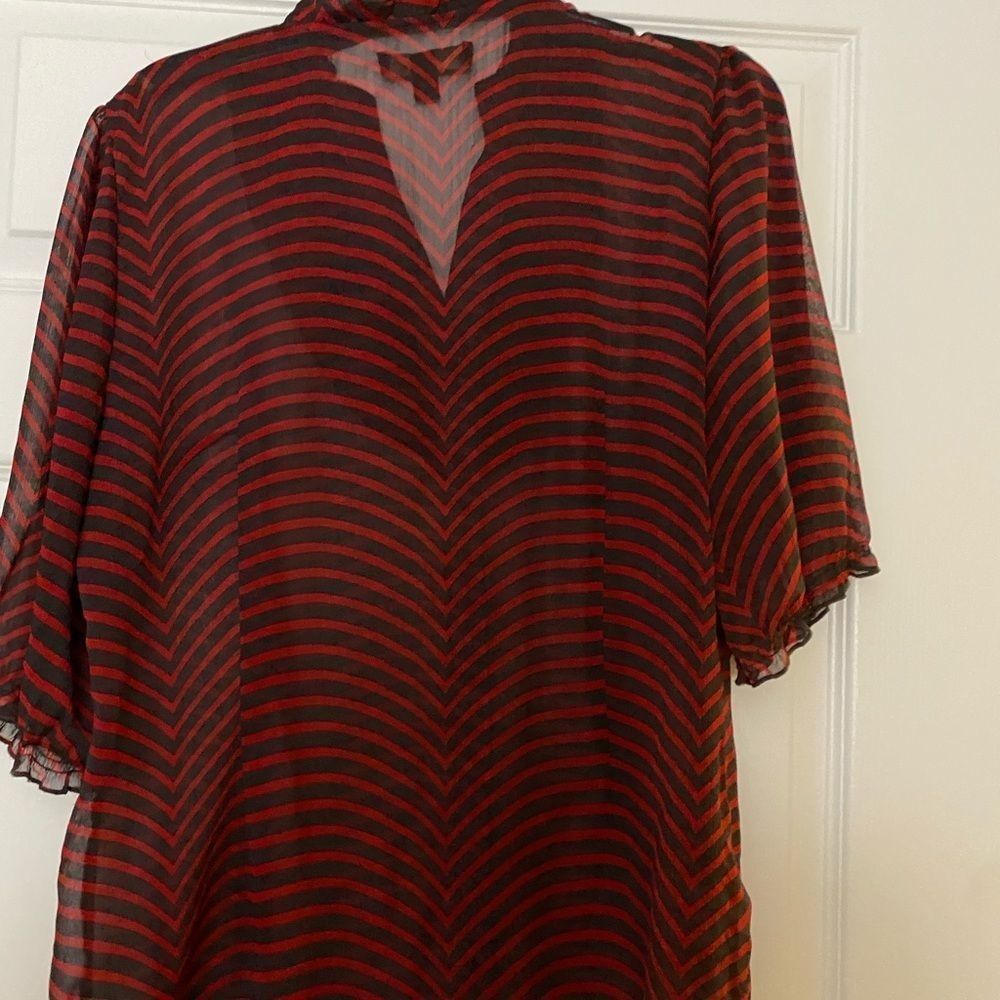 Hollywood and Hudson red and black sheer blouse